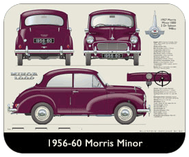 Morris Minor 2 door 1956-60 Place Mat, Small